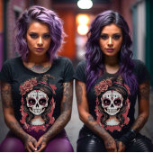 Halloween girly suiker schedel t-shirt