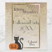Halloween Glam Gold Glitter White Wijn Etiket (Enkel label)