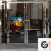 Halloween Glas in lood Art Window Clings Raamsticker (Kantoordeur)