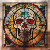 Halloween Glas in lood Mozaïek Schedel Kleurrijk Raamsticker (Vel 2)