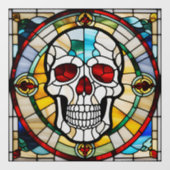 Halloween Glas in lood Mozaïek Schedel Kleurrijk Raamsticker (Vel)