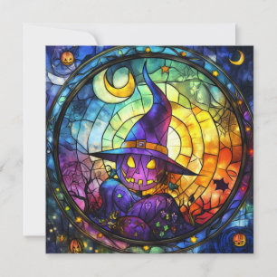 Halloween Glas in lood Steampunk Wenskaart