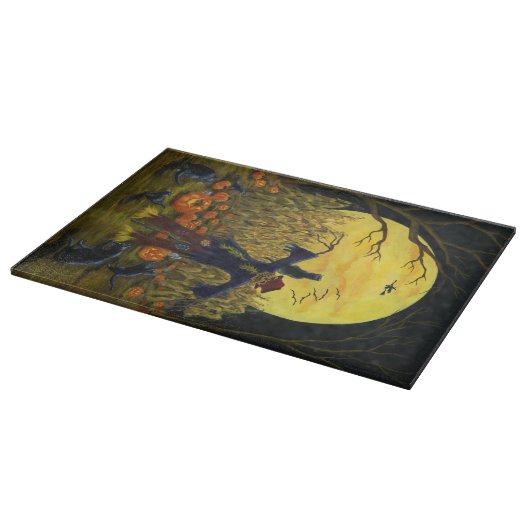 Halloween Glass Cutting Board, Scarecrow Snijplank (Hoek)