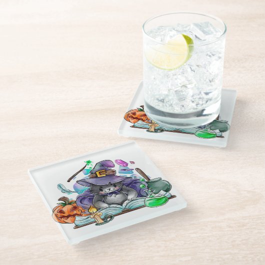 Halloween Glass Onderzetter Glazen Onderzetter (Schuin)