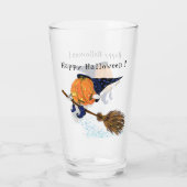 Halloween Glass Witch Pumpkin Flying Broom Fun Glas (Achterkant)