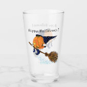 Halloween Glass Witch Pumpkin Flying Broom Fun Glas (Voorkant)