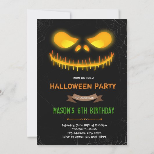 Halloween glimlach pompoen Uitnodiging (Voorkant)