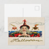 Halloween glimlachende heks,  vakantie briefkaart (Voorkant / Achterkant)