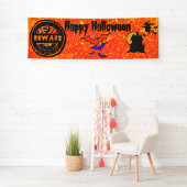 Halloween Glitter Haunted House Witch Banner (Insitu)