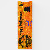Halloween Glitter Haunted House Witch Banner (Verticaal)