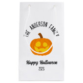 Halloween gloeiende pompoen gezicht gepersonalisee klein cadeauzakje (Voorkant)