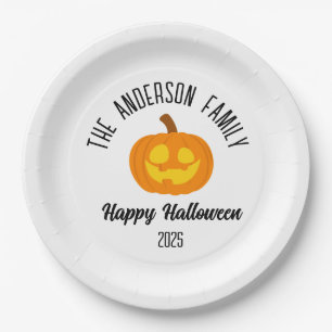 Halloween gloeiende pompoen gezicht gepersonalisee papieren bordje