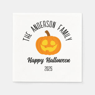 Halloween gloeiende pompoen gezicht gepersonalisee servet