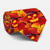 Halloween Gloeiende Pompoen Herfstbladeren Das (Opgerold)