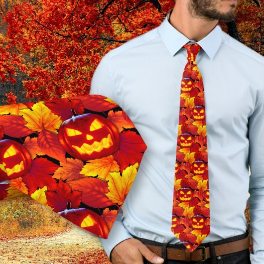 Halloween Gloeiende Pompoen Herfstbladeren Das