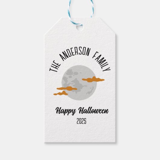 Halloween gloeiende volle maan gepersonaliseerde n cadeaulabel (Voorkant)