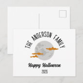 Halloween gloeiende volle maan gepersonaliseerde n feestdagenkaart (Voorkant / Achterkant)