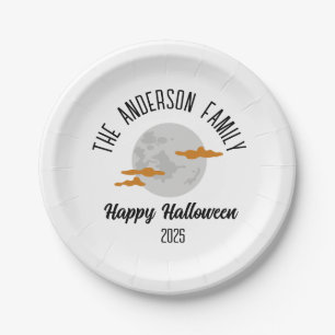 Halloween gloeiende volle maan gepersonaliseerde n papieren bordje