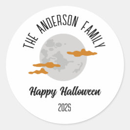 Halloween gloeiende volle maan gepersonaliseerde n ronde sticker