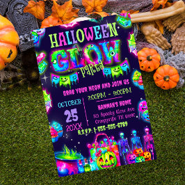 Halloween Glow Party Uitnodiging