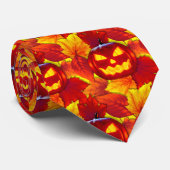 Halloween Glowende Pompoen Herfstbladeren Das (Opgerold)