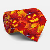 Halloween Glowende Pompoen Herfstbladeren Stropdas (Opgerold)