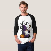 Halloween Gnome 3/4 Sleeve Raglan T-Shirt (Voorkant volledig)