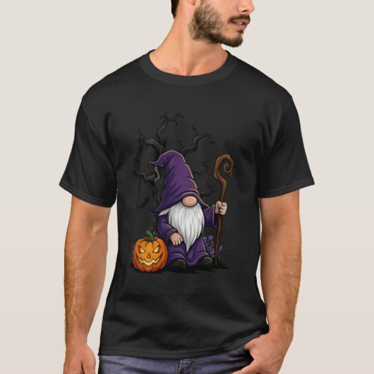 Halloween Gnome Basic Dark T-Shirt (Voorkant)
