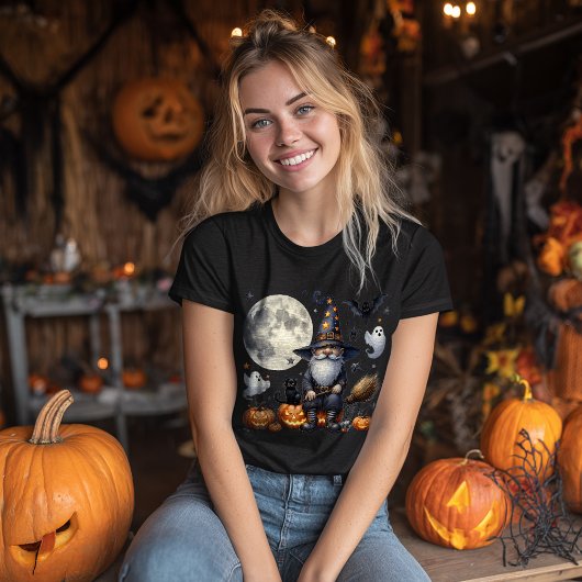 Halloween Gnome & Black Cat – Perfect Gift T-shirt