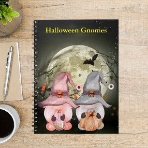 Halloween Gnome Couple Full Moon Notitieboek