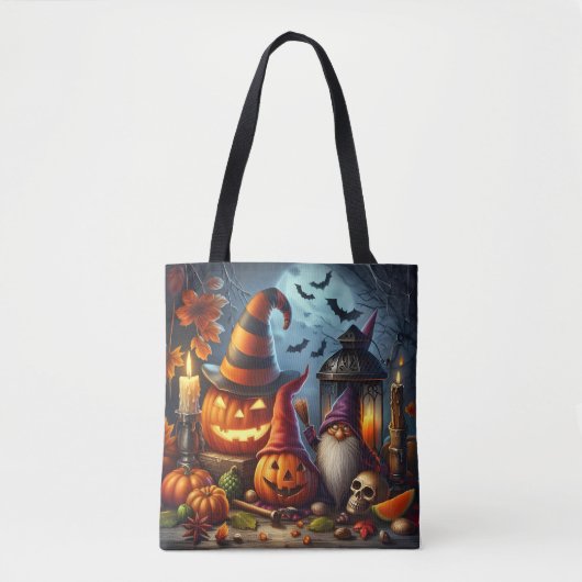 Halloween Gnome en Jack-O-Lanterns Tote Bag (Voorkant)