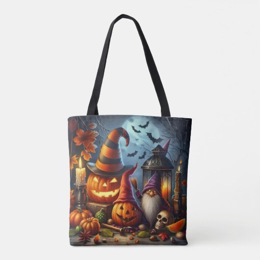 Halloween Gnome en Jack-O-Lanterns Tote Bag (Achterkant)
