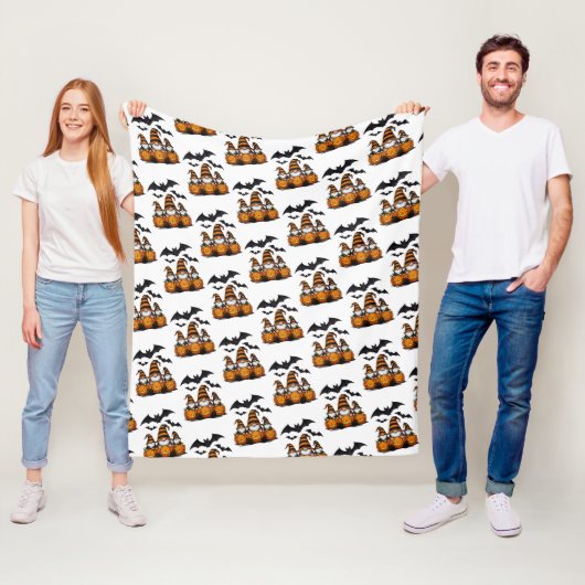 Halloween Gnome Fleece Blanket (In situ)