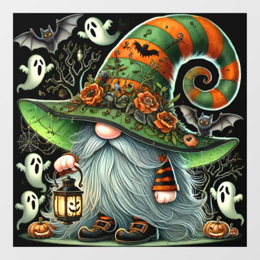 Halloween Gnome Window Cling Raamsticker (Vel)
