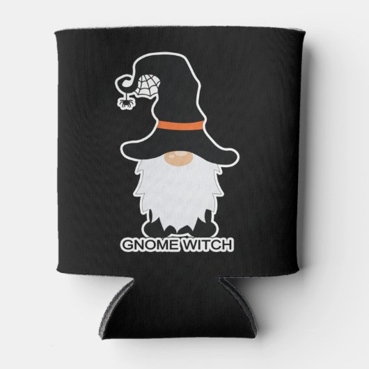 Halloween Gnome Witch White Hair Black Pet Blikjeskoeler (Voorkant)