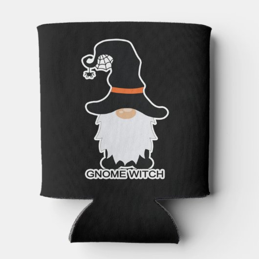 Halloween Gnome Witch White Hair Black Pet Blikjeskoeler (Achterkant)