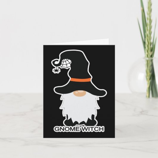 Halloween Gnome Witch White Hair Black Pet Feestdagen Kaart (Voorkant)