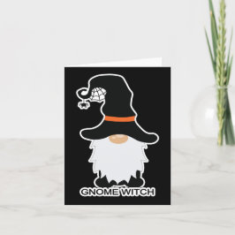 Halloween Gnome Witch White Hair Black Pet Feestdagen Kaart