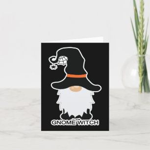 Halloween Gnome Witch White Hair Black Pet Feestdagen Kaart