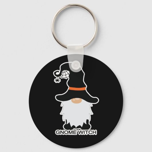 Halloween Gnome Witch White Hair Black Pet Sleutelhanger (Voorkant)
