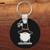 Halloween Gnome Witch White Hair Black Pet Sleutelhanger (Voorkant)