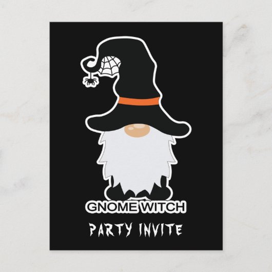 Halloween Gnome Witch White Hair Invite Briefkaart (Voorkant)