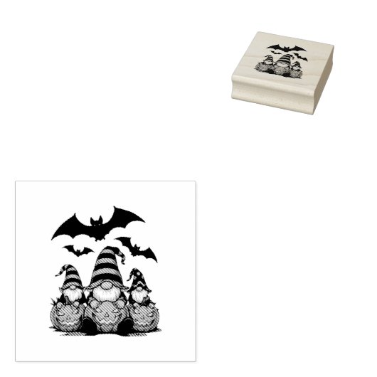 Halloween Gnome Wood Art Stamp Rubberstempel (Gestempeld)