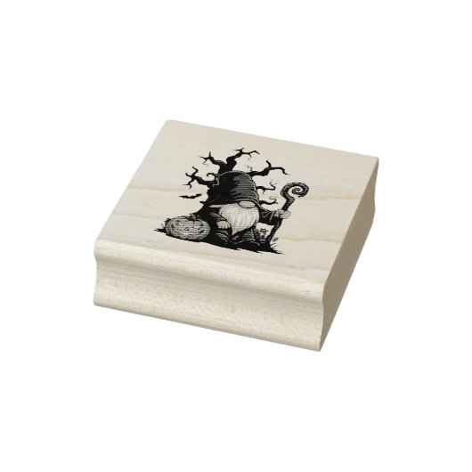 Halloween Gnome Wood Art Stamp Rubberstempel (Stempel)