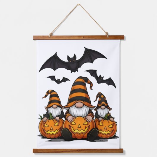 Halloween Gnome Wood Topped Wall Tapestry Hangend Wandkleed (Voorkant)