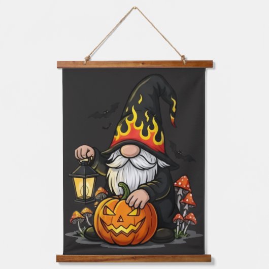 Halloween Gnome Wood Topped Wall Tapestry Hangend Wandkleed (Voorkant)