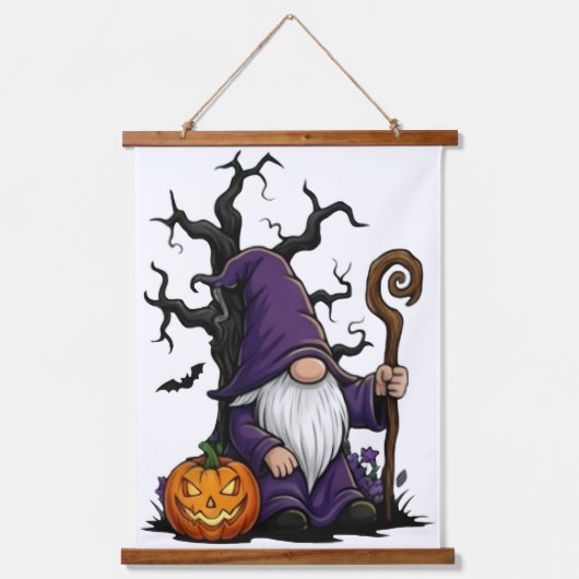 Halloween Gnome Wood Topped Wall Tapestry Hangend Wandkleed (Voorkant)