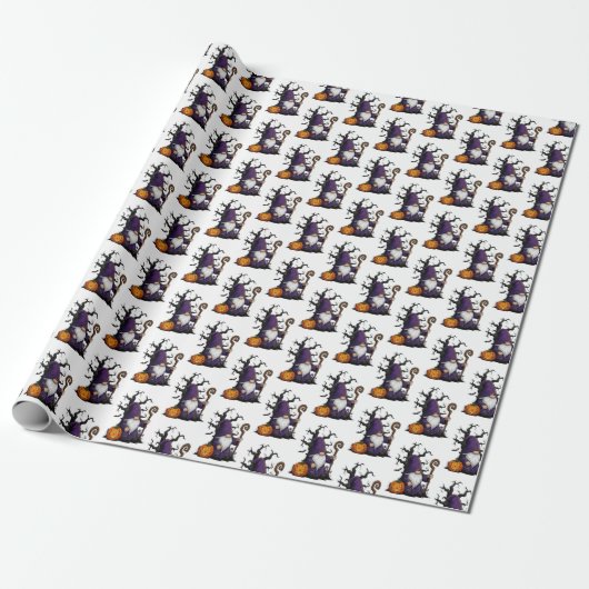 Halloween Gnome Wrapping Paper Cadeaupapier (Uitgerold)