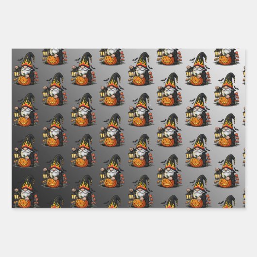 Halloween Gnome Wrapping Paper Flat Sheet Set of 3 (Voorkant 3)