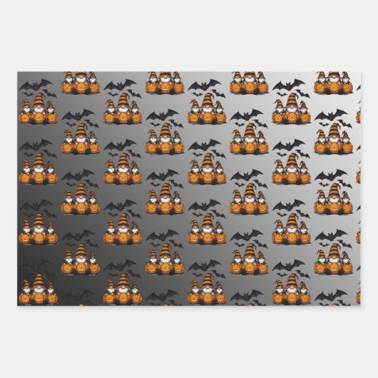 Halloween Gnome Wrapping Paper Flat Sheet Set of 3 (Voorkant 3)